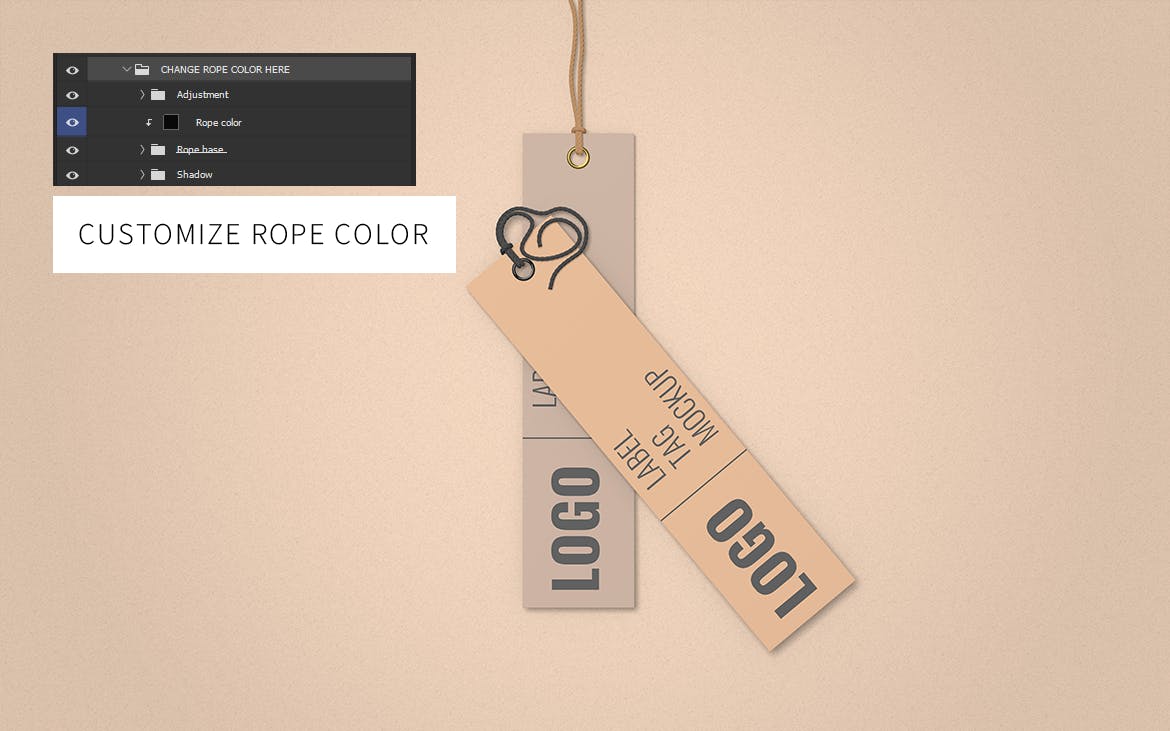Pair Clothes Label Tag Mockup Top Angle View
