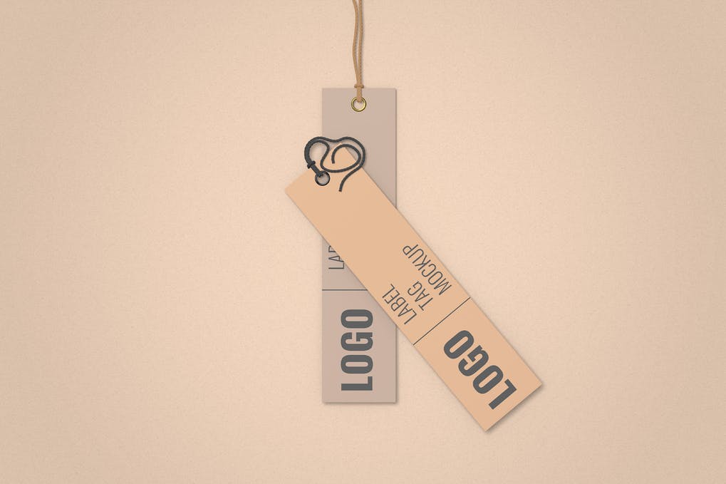 Pair Clothes Label Tag Mockup Top Angle View