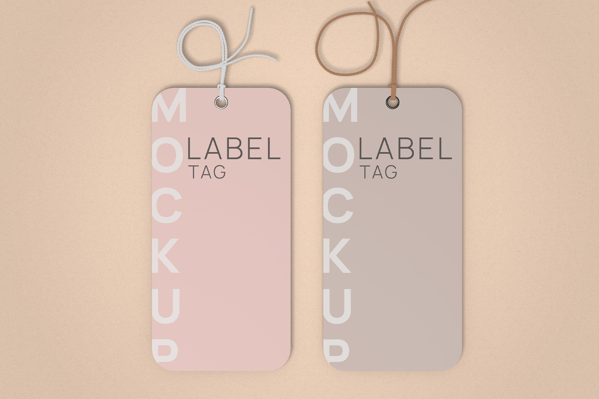 Pair Rounded Clothes Label Tag Mockup Top Angle Vi