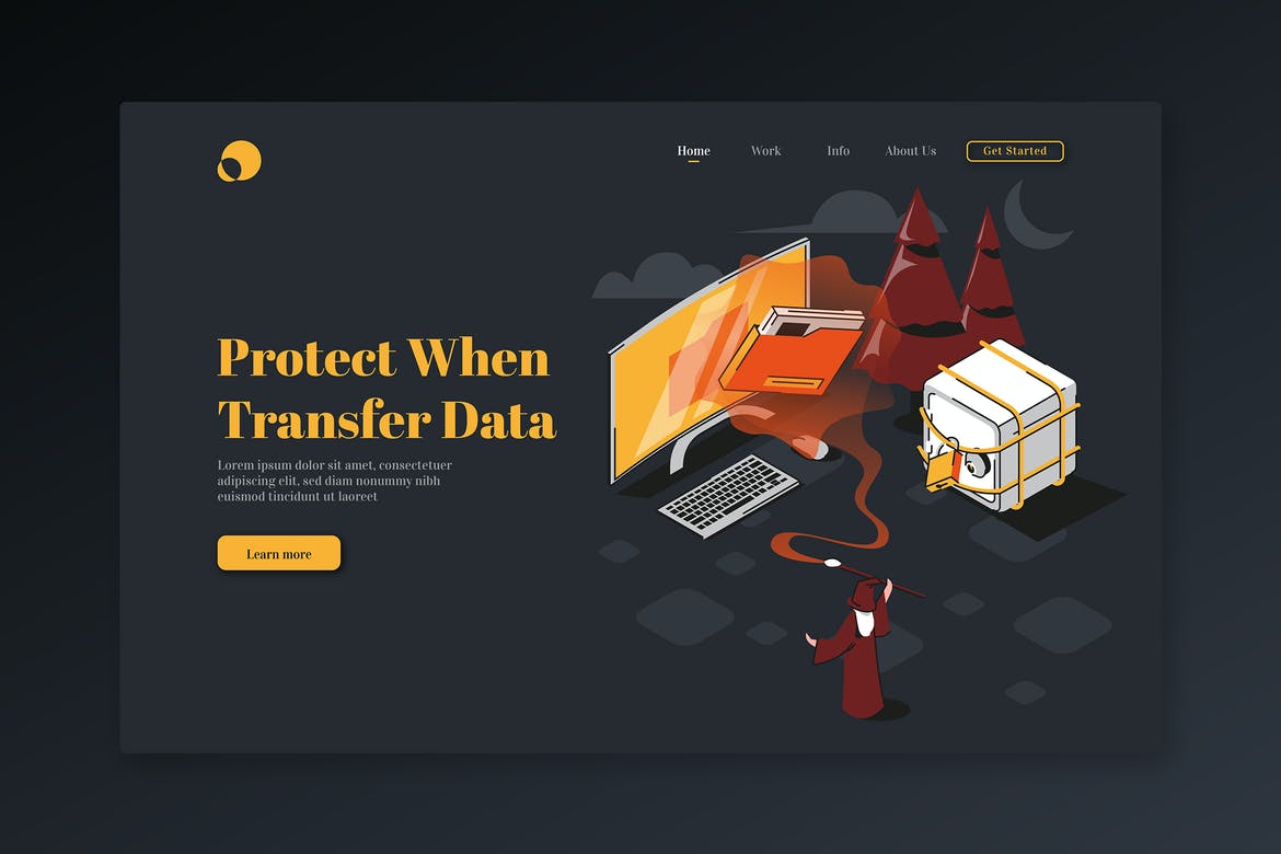 Protect When Transfer Data-Isometric Landing Page