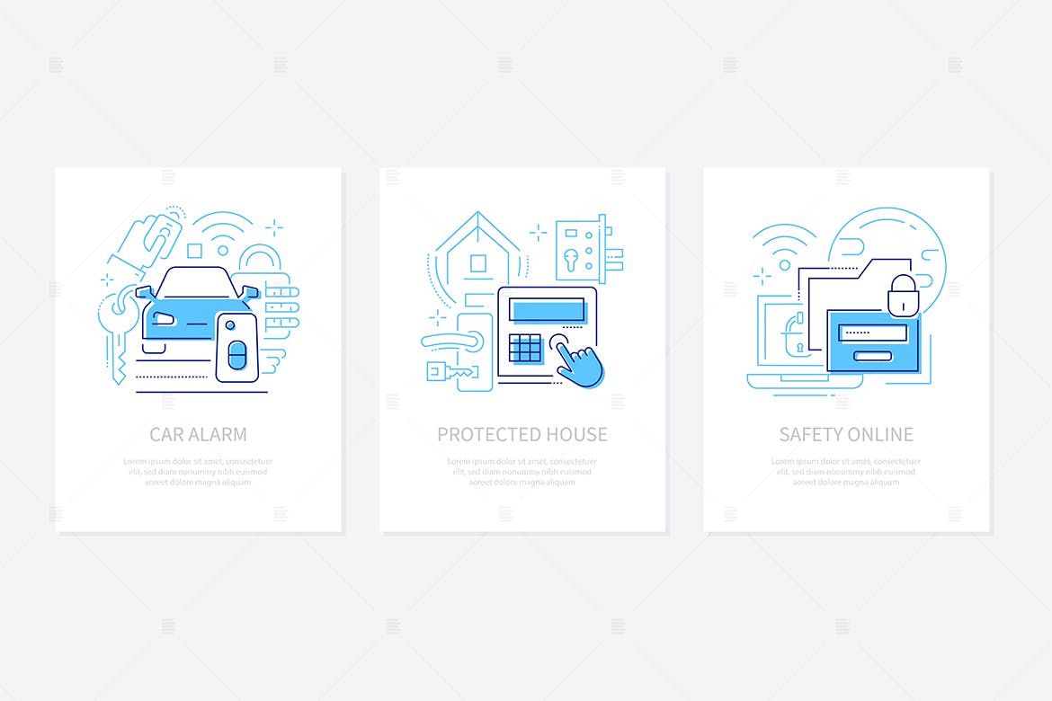 Protection and security - line design style banner