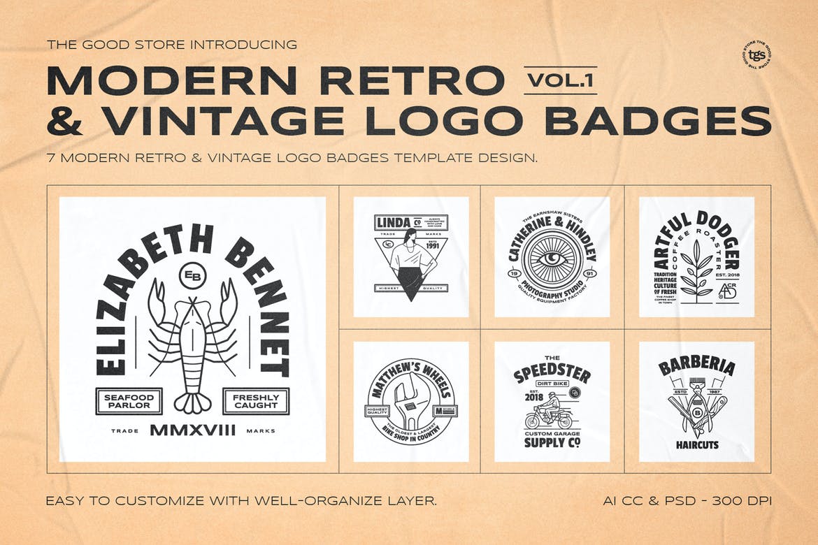Retro Logo Badges Set Vol.1