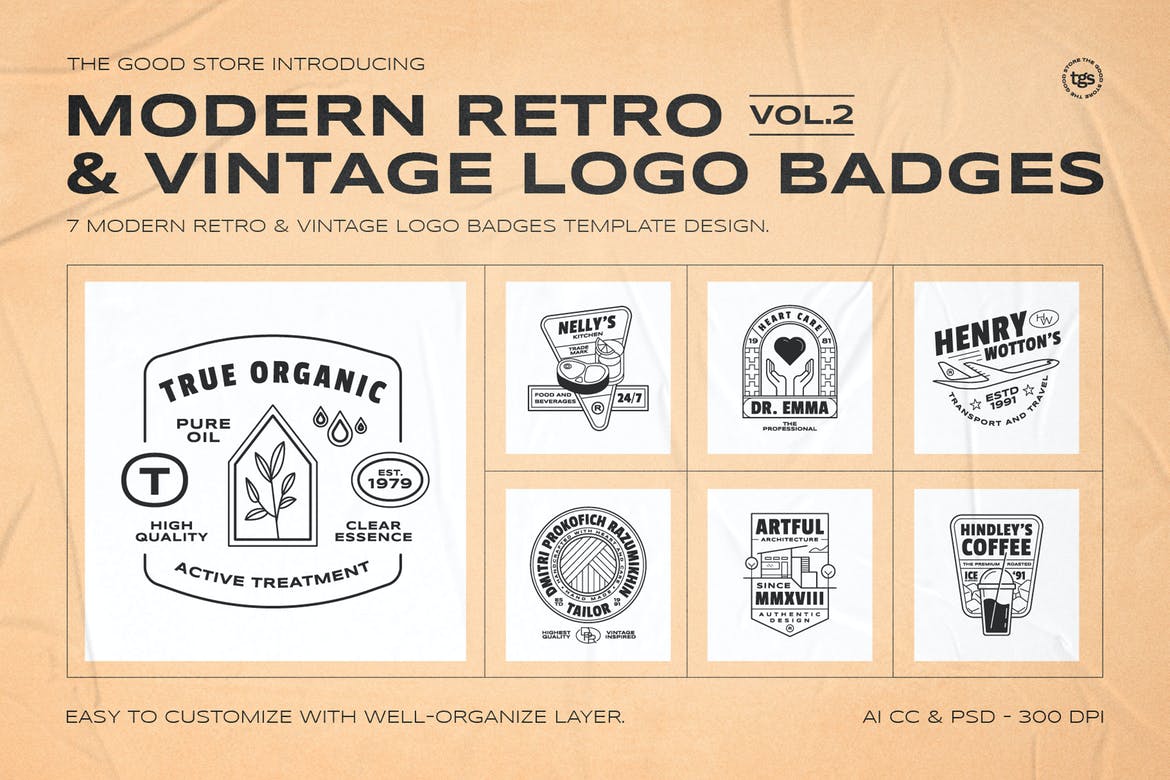 Retro Logo Badges Set Vol.2
