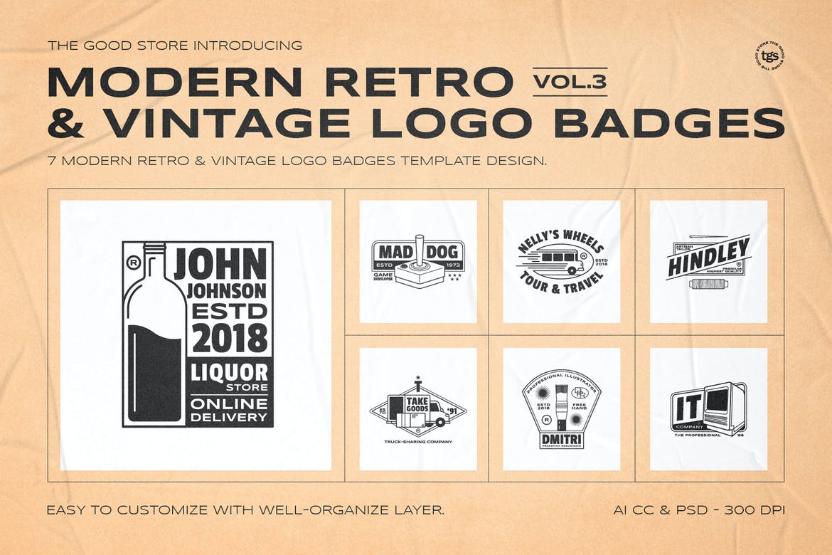 Retro Logo Badges Set Vol.3