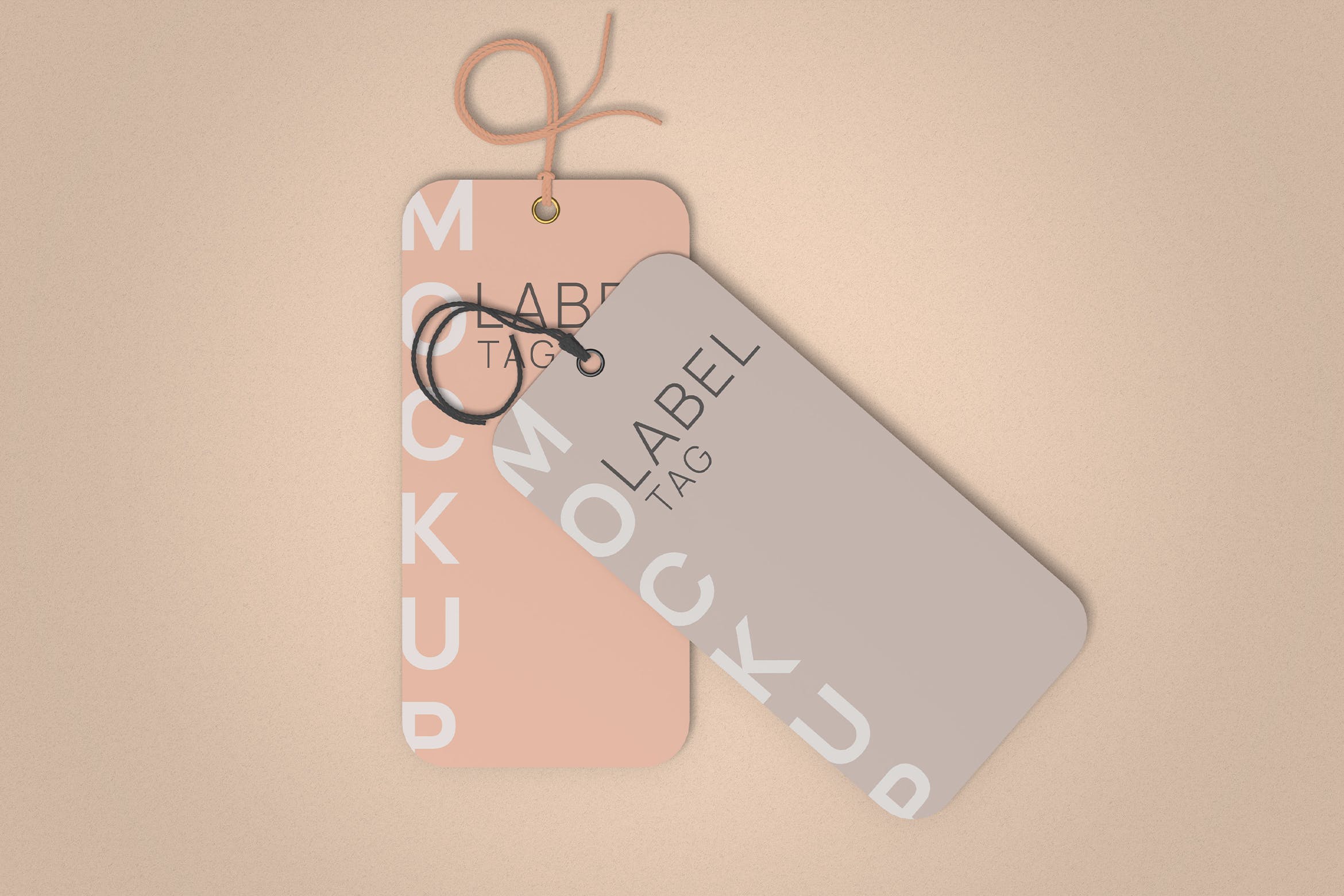 Rounded Clothes Label Tag Mockup Top Angle View