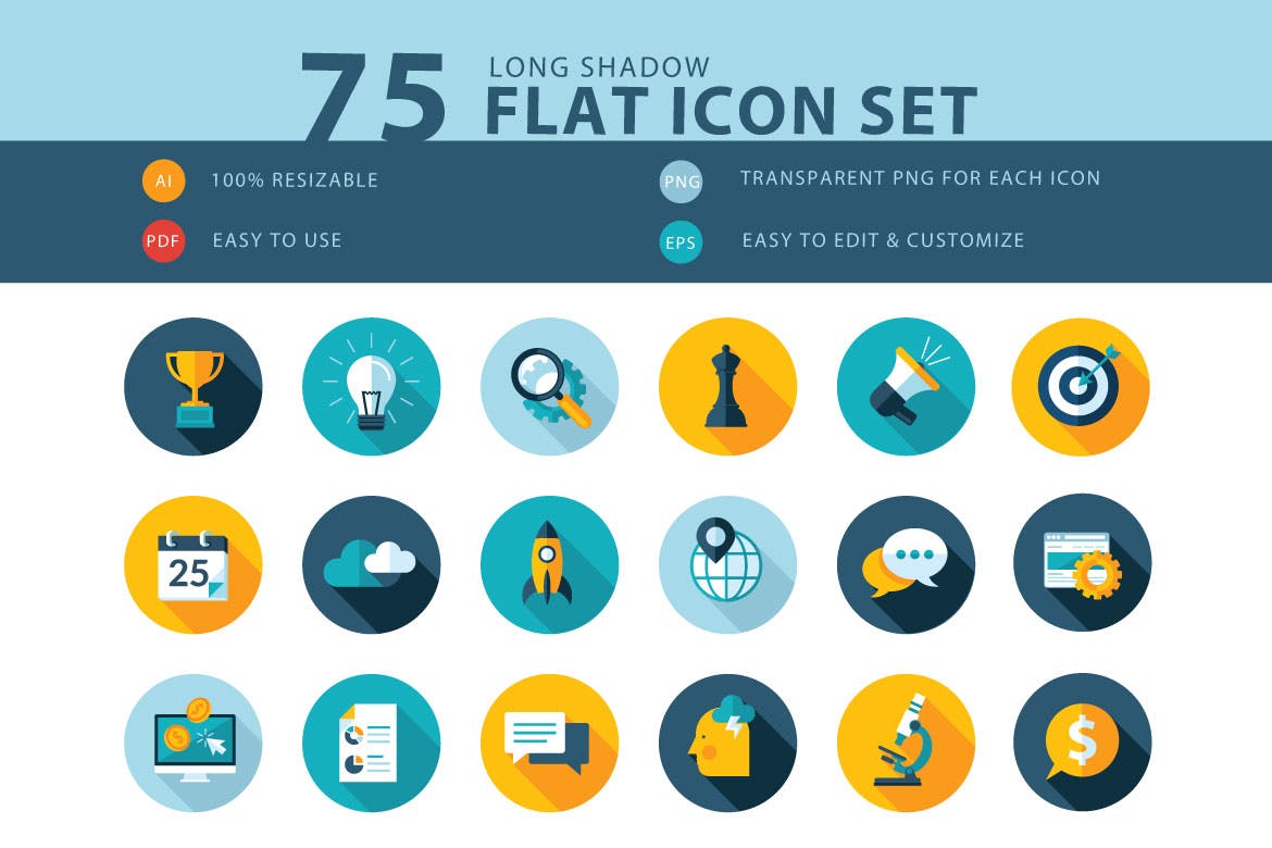Set of Flat Design SEO Services Icons