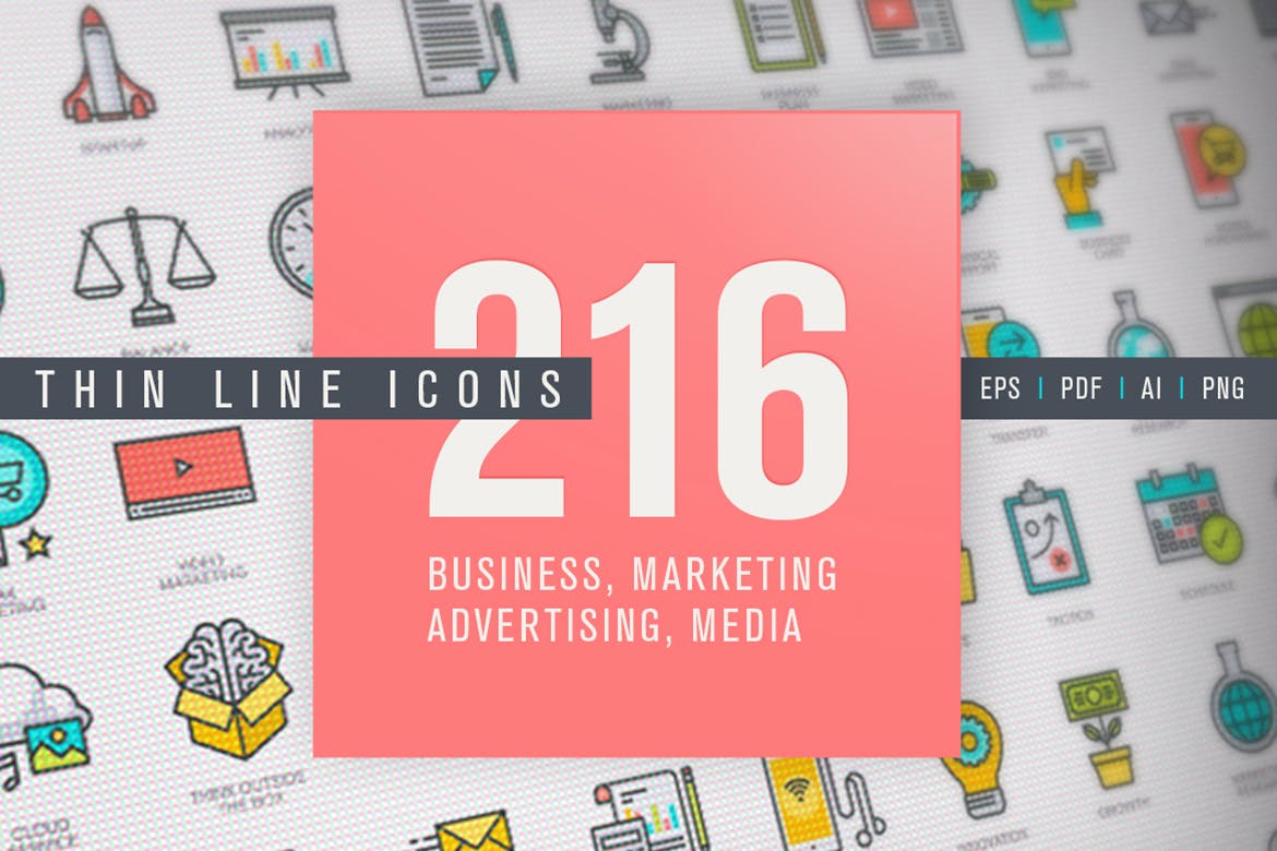 Set of Thin Line Icons for Business and Marketing