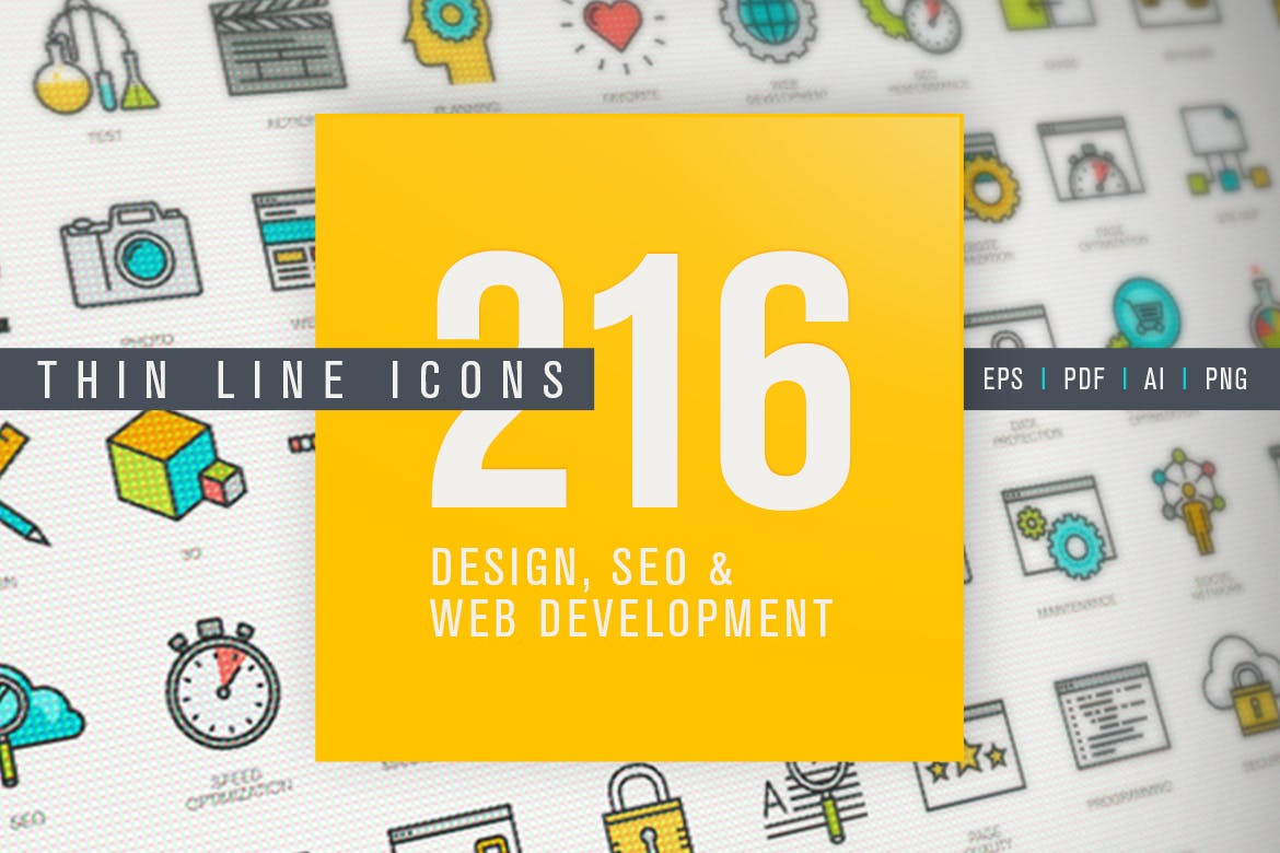 Set of Thin Line Icons for Design - SEO-Development