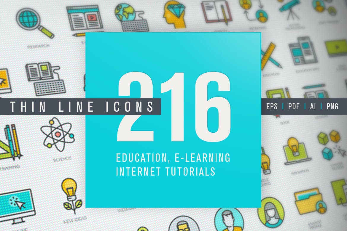 Set of Thin Line Icons for Online Education
