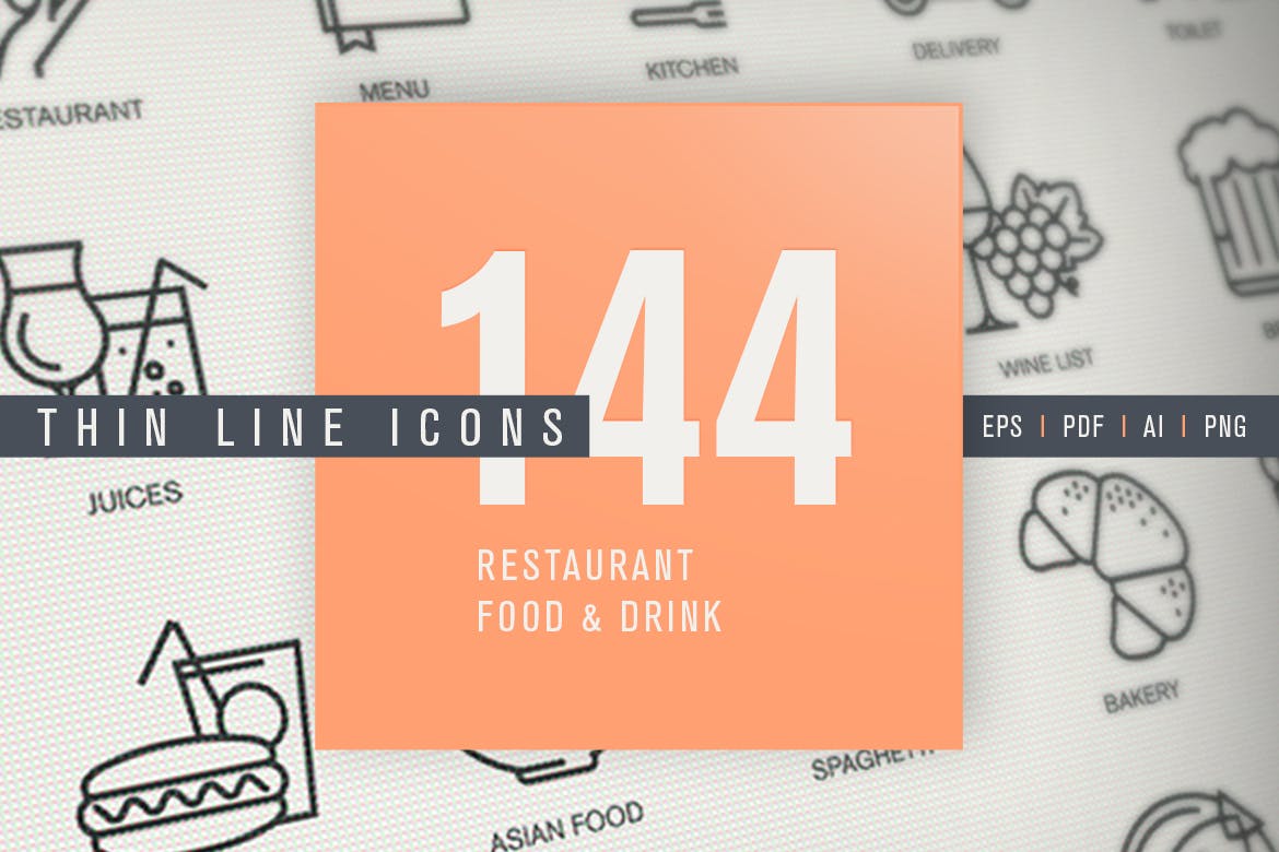 Set of Thin Line Icons for Restaurant - Food - Drink