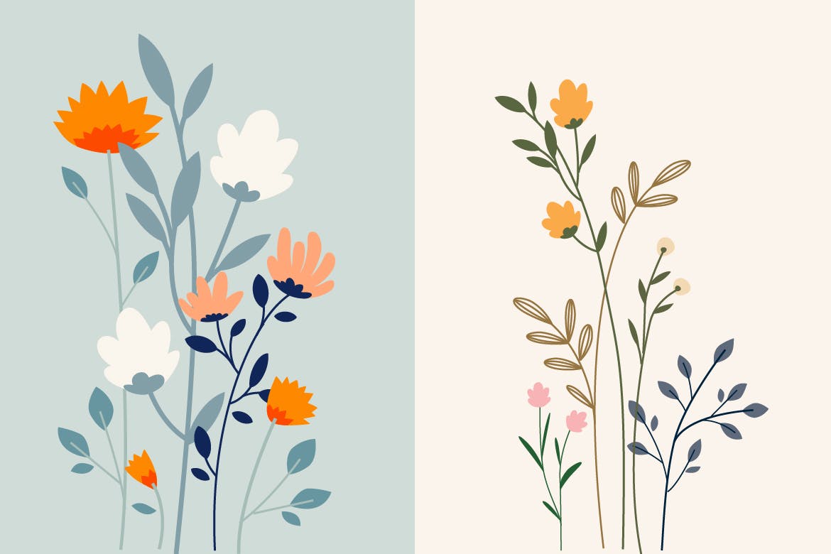 Set of floral background
