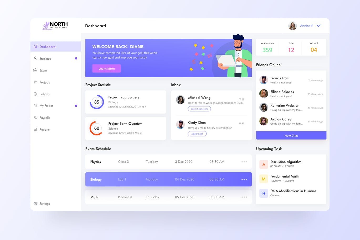 Student Dashboard Page Template