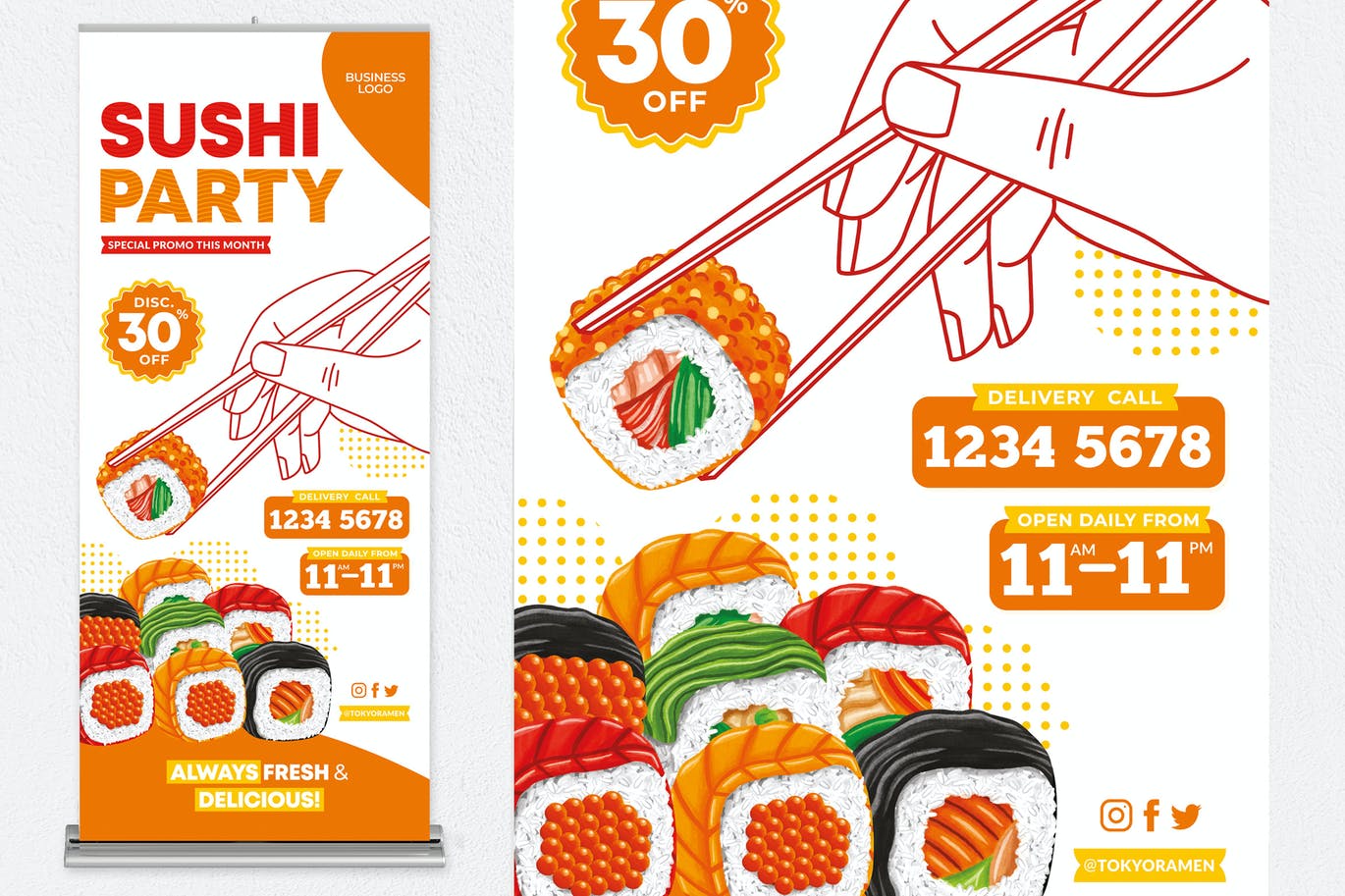 Sushi Party Roll Up Banner