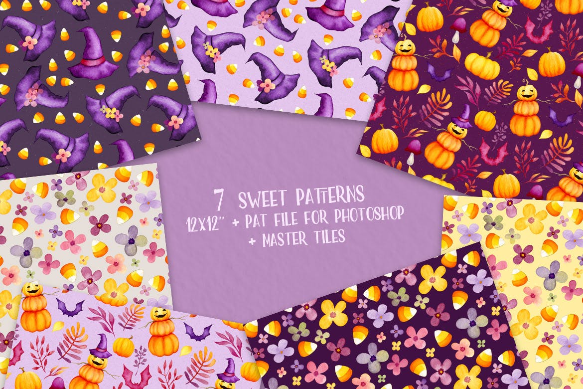 Sweet Halloween Seamless Patterns