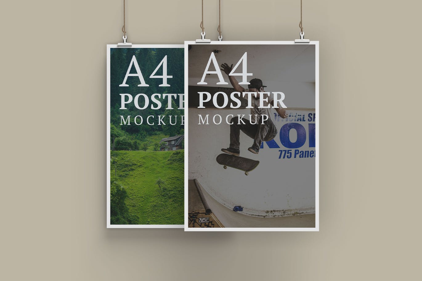 Two A4 Poster Mockup Front View