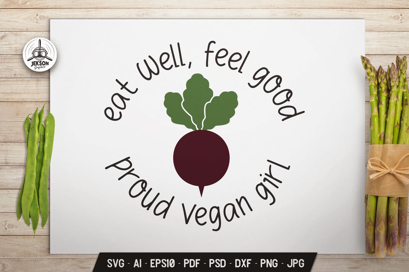 Vegan Girl Logo Design Retro Vector Beet Badge SVG