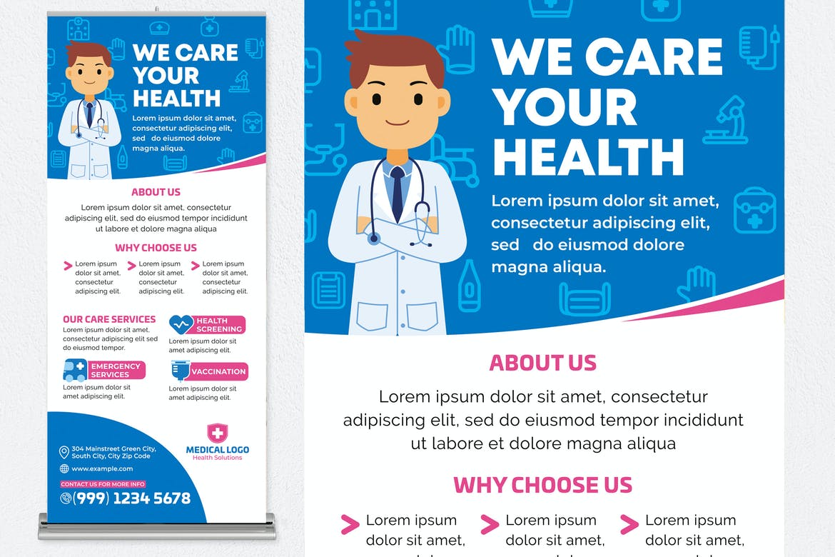 We Care Your Health Roll Up Banner