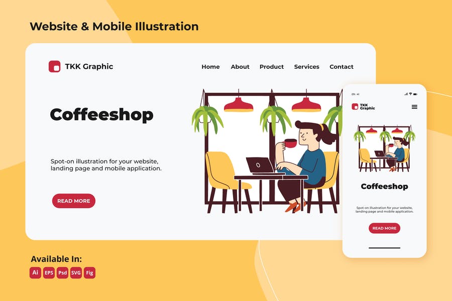 Working in coffee shop web and mobile design
