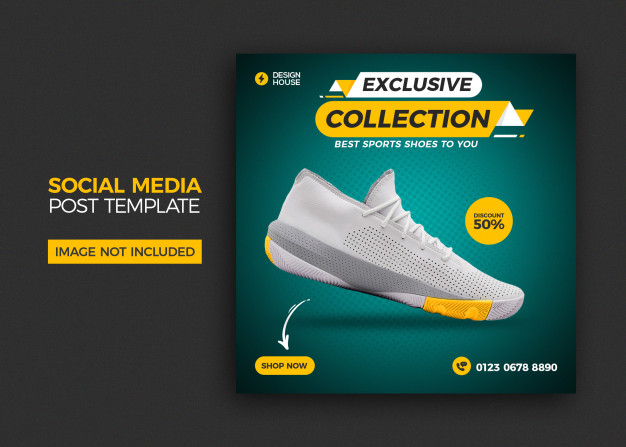 Dynamic sports shoes social media banner and instagram post template design Premium Psd