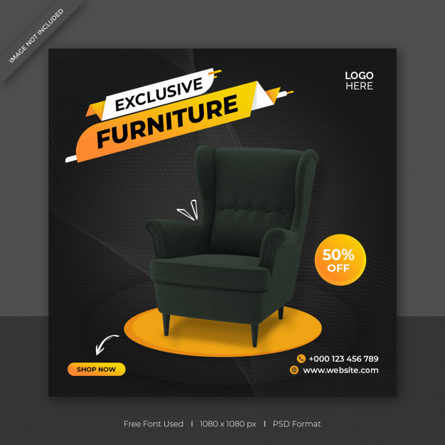 Exclusive furniture sale social media facebook post square banner template