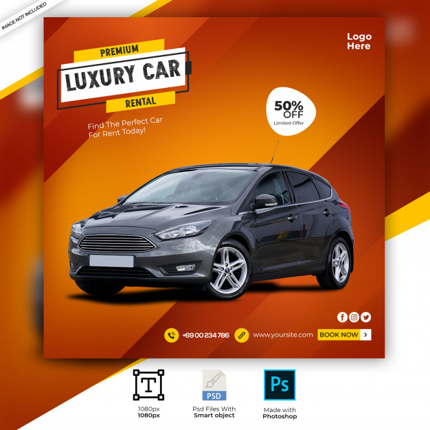 Rent car social media post banner template Premium Psd