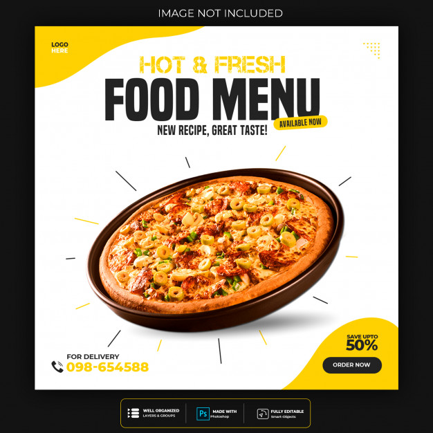 Template for food discount for social media post