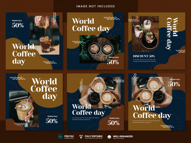 World coffee day social media template Premium Psd 2