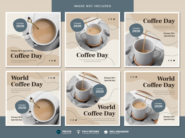 World coffee day social media template Premium Psd