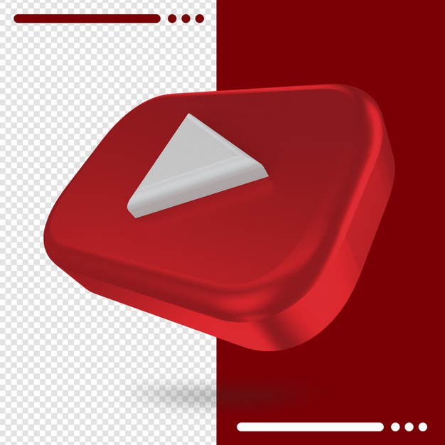 3d rotated logo of youtube in 3d rendering Premium Psd