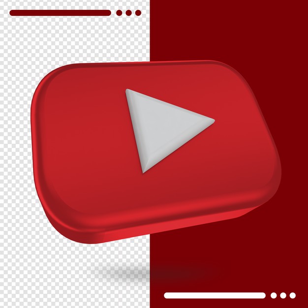 3d rotated logo of youtube in 3d rendering Premium Psd