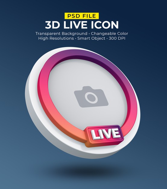 3d social media icon avatar live streaming Premium Psd