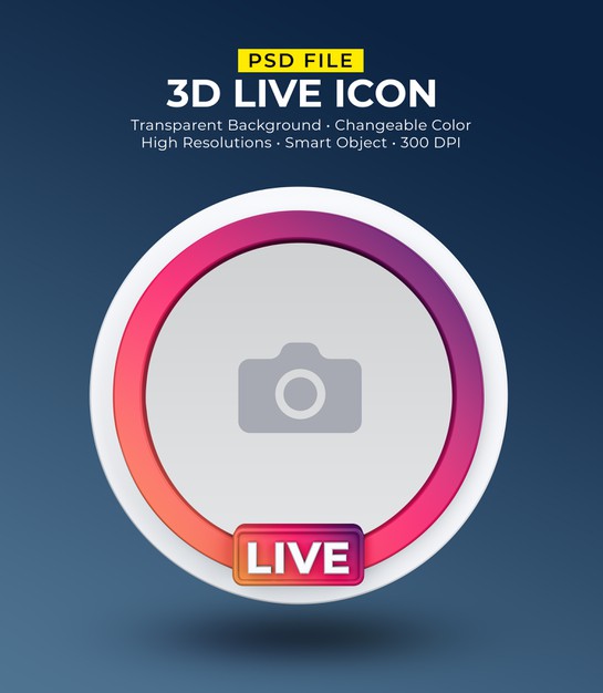 3d social media icon avatar live streaming Premium Psd