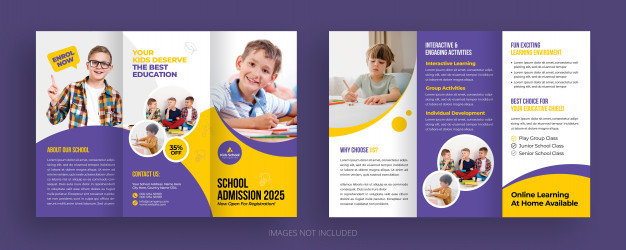 Back to school admission trifold brochure template