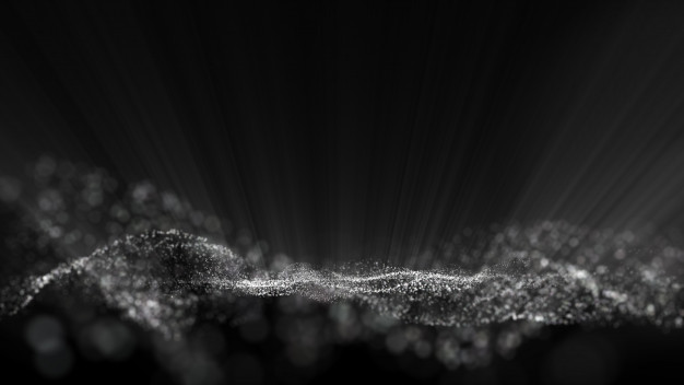 Black and white glow dust particle abstract background