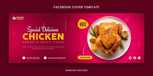 Chicken web and social media fast food restaurant cover banner template Premium Psd