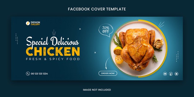 Delicious chicken web and social media fast food restaurant cover banner template Premium Psd