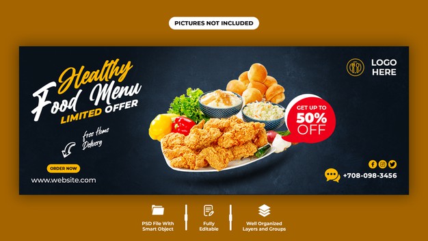 Delicious food and facebook cover template Premium Psd