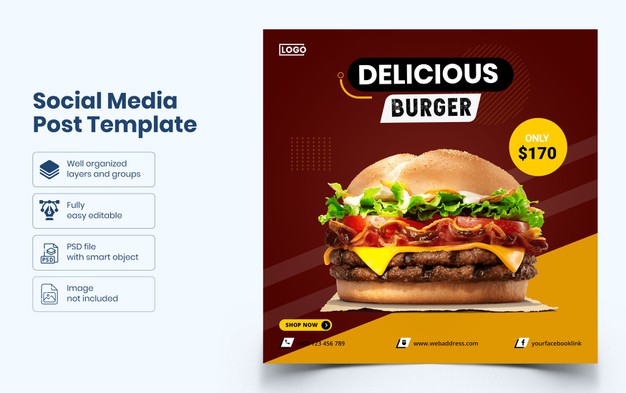 Delicious food social media banner template Premium Psd