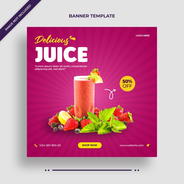 Delicious juice instagram banner or social media post template Premium Psd