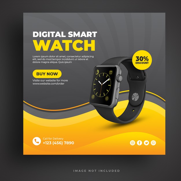 Digital smartwatch social media banner template Premium Psd