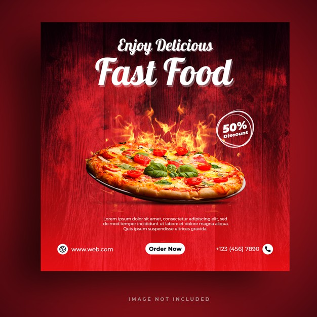 Food menu and restaurant pizza social media banner template Premium Psd