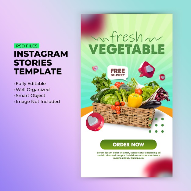 Fresh vegetable and grocery discount promotion template Premium Psd