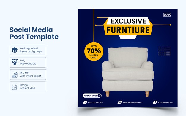 Furniture social media banner template Premium Psd