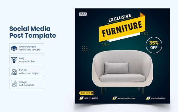 Furniture social media banner template Premium Psd