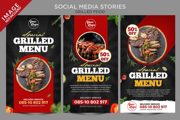 Grilled food social media stories series