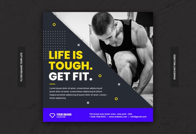 Gym fitness training social media banner square flyer Premium Psd