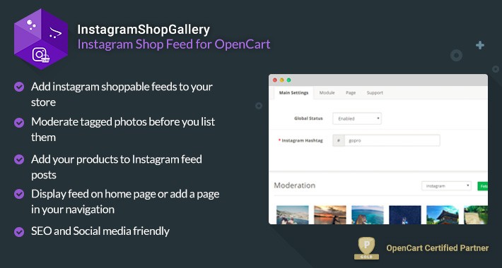 InstagramShopGallery 3.1.1 - Instagram feed with purchase option for OpenCart 3