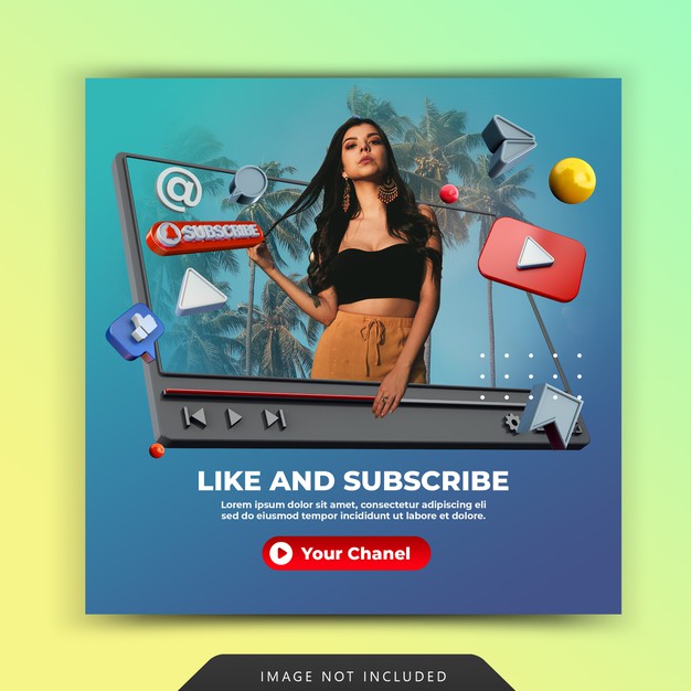 Like and subscribe concept for instagram post template