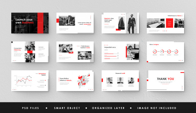 red white business power point landing page