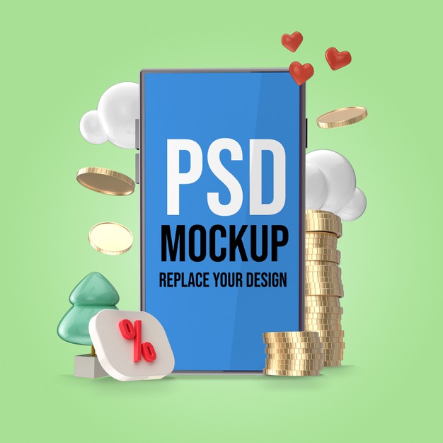 Mockup for smartphone screen for shopping online Premium Psd